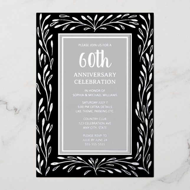60.º Boda de invitaciones para el aniversario Gris (Anverso)