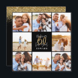60.º collage de fotografías modernas en negro y or<br><div class="desc">50 cumpleaños invitación moderna de collage de fotos en negro y oro. Diseño de texto de escritura moderno. Parte de una colección.</div>