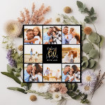 60.º collage de fotografías modernas en negro y or<br><div class="desc">60 años invitación moderna de collage de fotos en negro y oro. Diseño de texto de escritura moderno. Parte de una colección.</div>