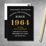 60.º cumpleaños 1964 Invitación de oro negro<br><div class="desc">Elegante Invitación a los 60 Años en Negro y Oro - Crea tu propio diseño personalizado. Preparar el escenario para una celebración extraordinaria comienza con la invitación perfecta. Nuestra elegante invitación de cumpleaños 60 en negro y oro es la elección perfecta para este evento de hitos. Bañada en negro por...</div>