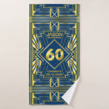 60.º cumpleaños Art Deco Oro Azul Gran Gatsby