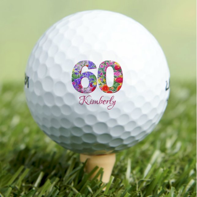60.º cumpleaños diseño floral bolas de golf únicas (Subido por el creador)