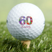 60.º cumpleaños diseño floral bolas de golf únicas