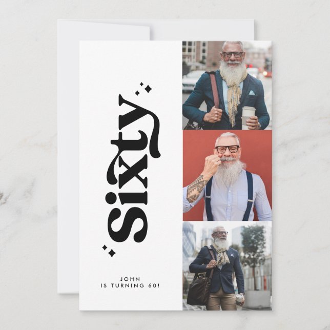 60.º cumpleaños invitación a la moderna y mínima f (Anverso)