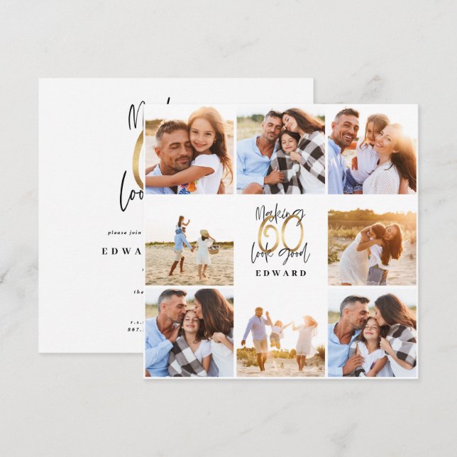 60.º cumpleaños negro y oro moderno (Anverso / Reverso)