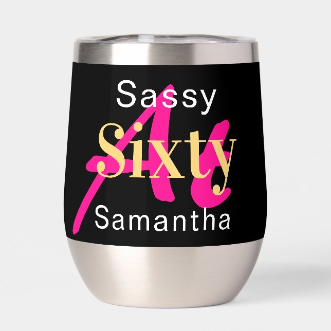 60.º cumpleaños Personalizado Hot Pink Black (Trasero)