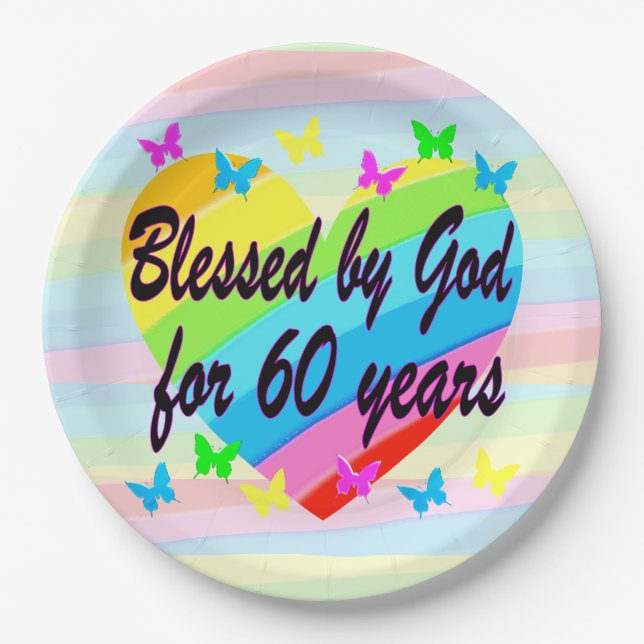 60.º CUMPLEAÑOS PLATOS DE PAPEL FIESTA DE ORACIONE (Anverso)