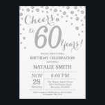 60.º cumpleaños Purpurina de plata invitación al d<br><div class="desc">60.ª invitación de cumpleaños con fondo de diamante Purpurina plateado. Confetti plateado. Cumpleaños de adultos. Cumpleaños de hombres o mujeres. Para una mayor personalización,  haga clic en el botón "Personalizar" y utilice nuestra herramienta de diseño para modificar esta plantilla.</div>