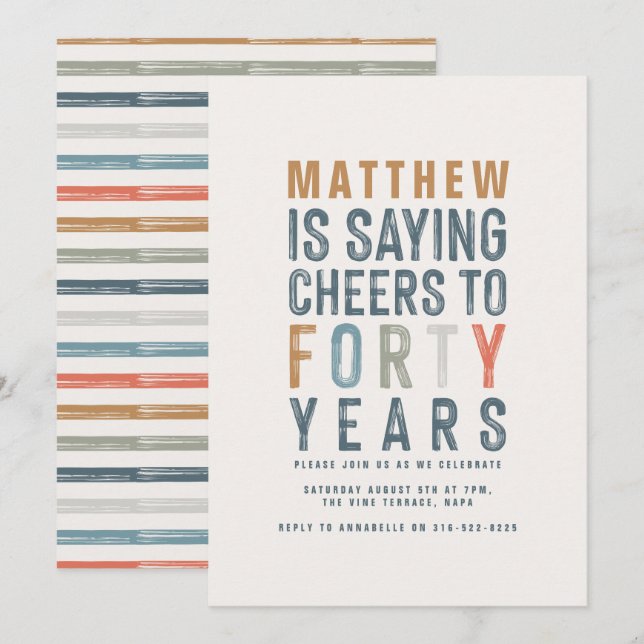 60.º cumpleaños tipografía rústica y elegante (Anverso / Reverso)