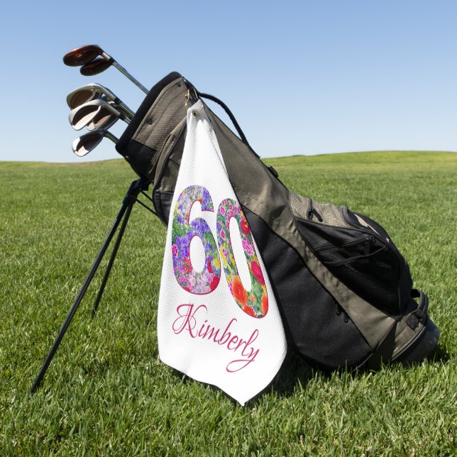 60.º diseño floral toalla de golf única (Verde)