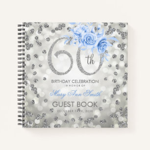 60.º libro de cumpleaños iluminado con glam azul p