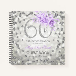 60.º libro de cumpleaños Silver Purple Lights