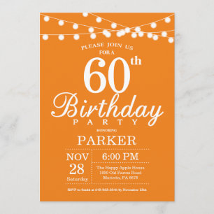 60.º Naranja de invitaciones de cumpleaños