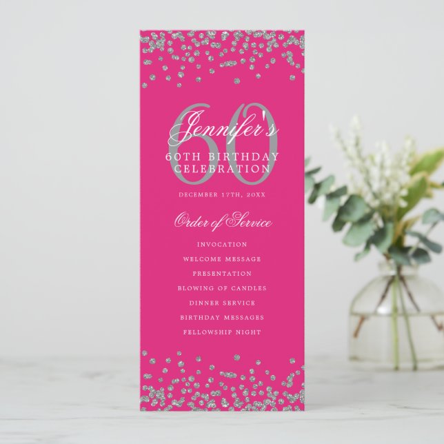 60.º Programa de Fiesta de Cumpleaños Menú Plata R (Anverso de pie)