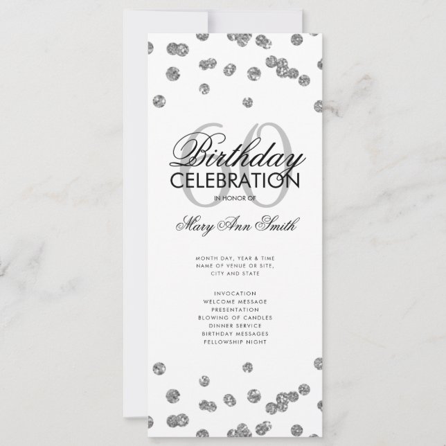 60.º Programa de Fiesta de Cumpleaños Purpurina Pl (Anverso)