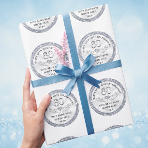 60.º rollo de papel envolvimiento de cumpleaños, o