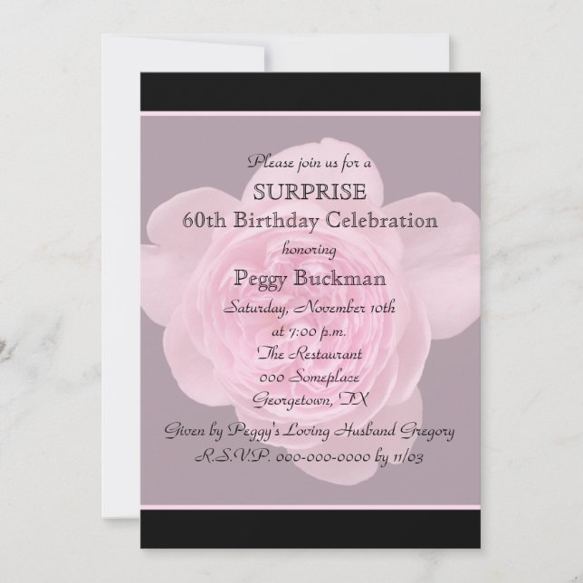 60.º Rosa de invitaciones a la fiesta de cumpleaño (Anverso)