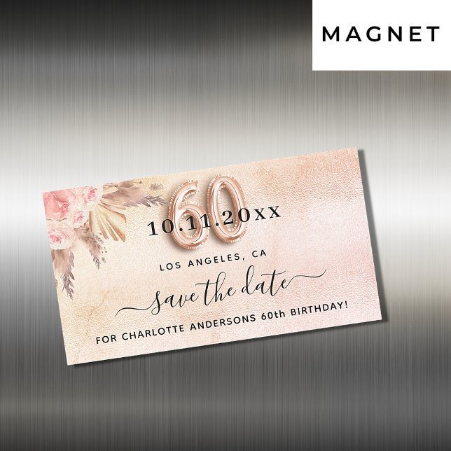 60.º rosa de pampas de cumpleaños guardar el imán  (Subido por el creador)