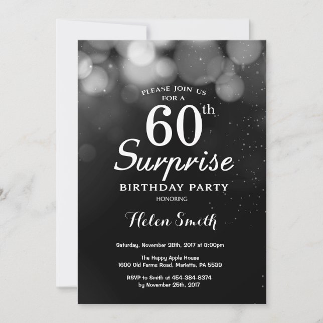 60.a invitación del cumpleaños de la sorpresa de (Anverso)