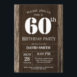 60.a madera rústica del vintage de la invitación<br><div class="desc">60.a invitación rústica del cumpleaños con los antecedentes de madera rústicos. País retro del vintage. Cumpleaños adulto. Cumpleaños masculino de los hombres o de las mujeres. Niños muchacho o señora Teen Teenage Bday Invite del chica. décimotercero décimo quinto décimosexto décimo octavo vigésimo 21ro trigésimo 40.o 50.o 60.o 70.o 80.o 90.o...</div>