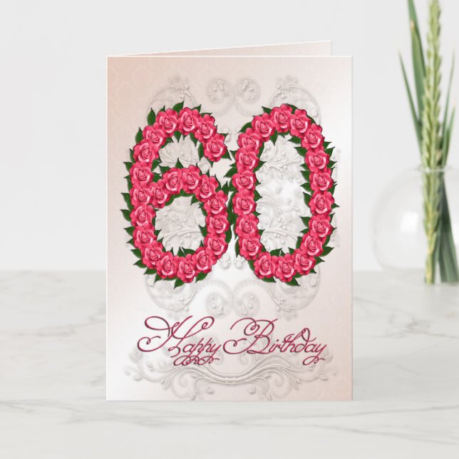 60.a tarjeta de cumpleaños con los rosas y las (Anverso)