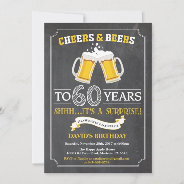 60.a tarjeta de la invitación del cumpleaños de (Anverso)