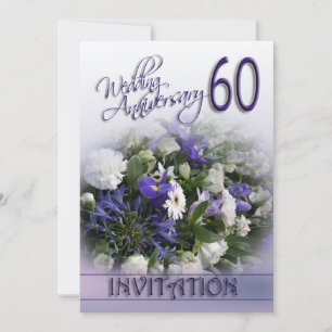 60° Aniversario Boda Invitación Flores Azules