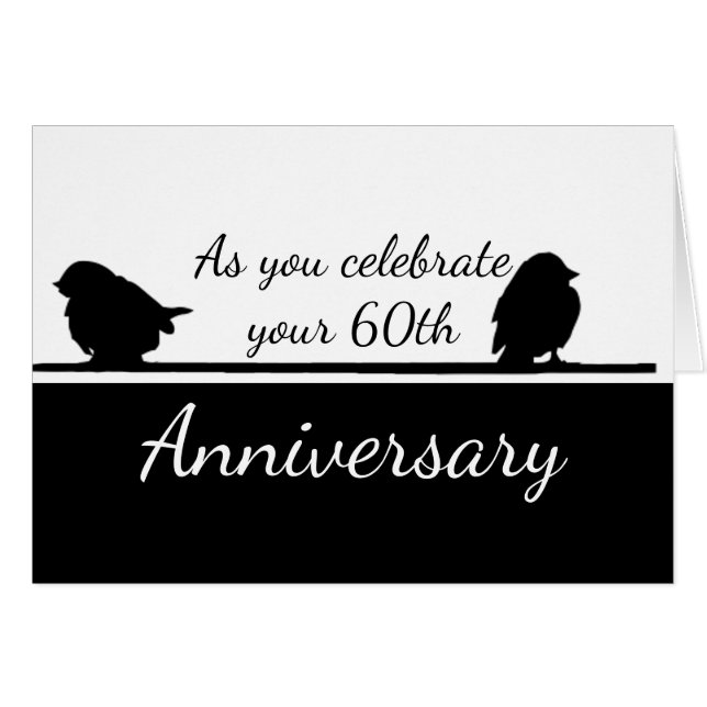 60° aniversario Romántico Pareja de Aves Cuestas (Anverso (Horizontal))
