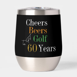 60 Años de Golf Saludos Cerveza Fiesta de Oro Negr