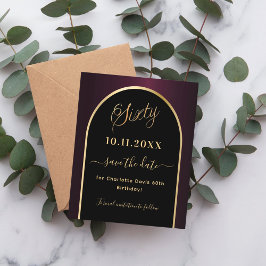 60 años negro burdeos salva la tarjeta de fecha