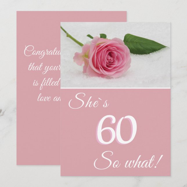 60 años por su tarjeta motivacional rosa (Anverso / Reverso)