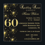 60.as invitaciones chispeantes del cumpleaños del<br><div class="desc">Sus huéspedes amarán esto personalizadas, el oro y la 60.a invitación chispeante negra de la fiesta de cumpleaños del soiree con las estrellas brillantes. Esto es una invitación perfecta del jalón. Simple con todo festivo, el 60.o IS-IS elegante, elegante, clásico, con clase de la invitación de la fiesta de cumpleaños...</div>