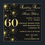 60.as invitaciones chispeantes del cumpleaños del<br><div class="desc">Sus huéspedes amarán esto personalizadas, el oro y la 60.a invitación chispeante negra de la fiesta de cumpleaños del soiree con las estrellas brillantes. Esto es una invitación perfecta del jalón. Simple con todo festivo, el 60.o IS-IS elegante, elegante, clásico, con clase de la invitación de la fiesta de cumpleaños...</div>