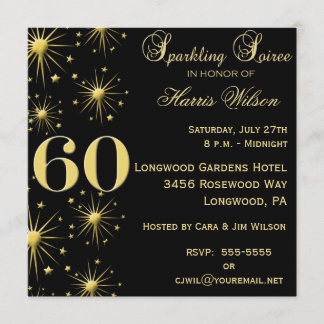 60.as invitaciones chispeantes del cumpleaños del