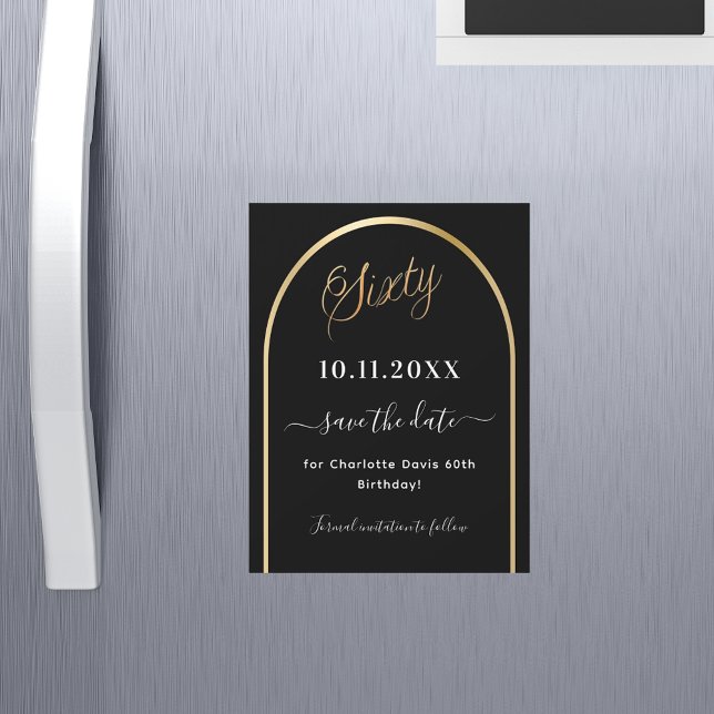 60 cumpleaños oro negro Salven el imán de la fecha (Subido por el creador)