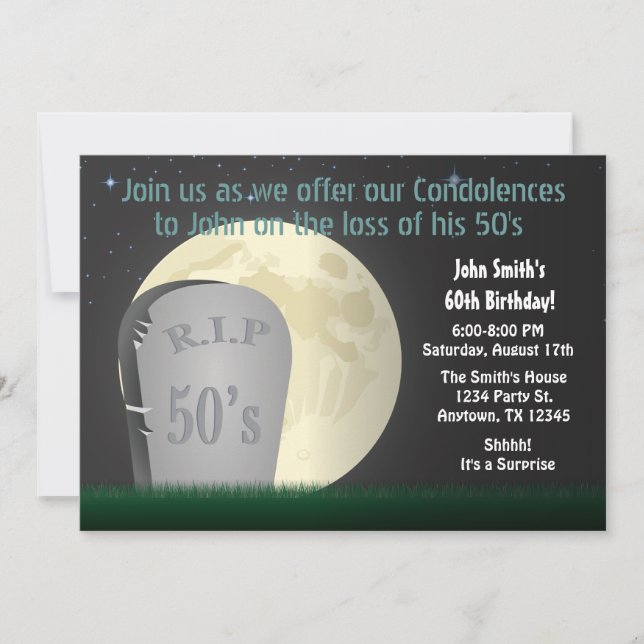 60° cumpleaños RIP invitación de los 50 (Anverso)