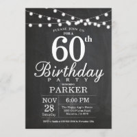 60° Día de Invitación a Chalkboard Luces de cadena