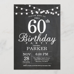 60° Día de Invitación a Chalkboard Luces de cadena