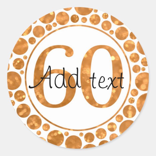 60 En Oro - 60 Pegatinas de la Fiesta de Cumpleaño (Anverso)