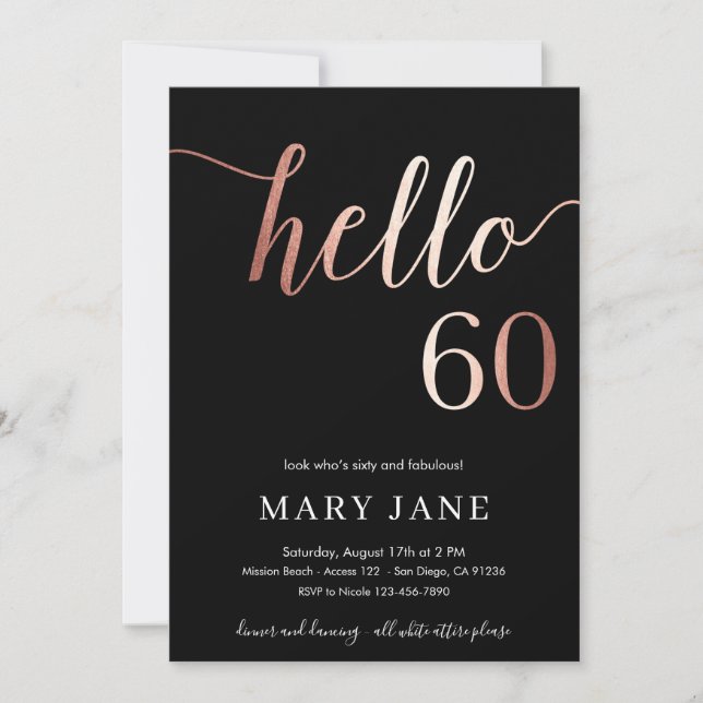 60 invitaciones de cumpleaños, 60 años (Anverso)