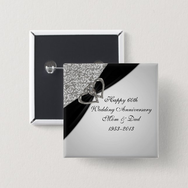 60.o Botón del aniversario de boda (Anverso y reverso)
