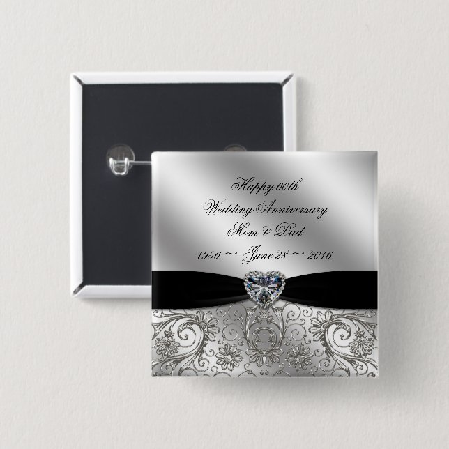 60.o Botón del aniversario de boda de diamante (Anverso y reverso)