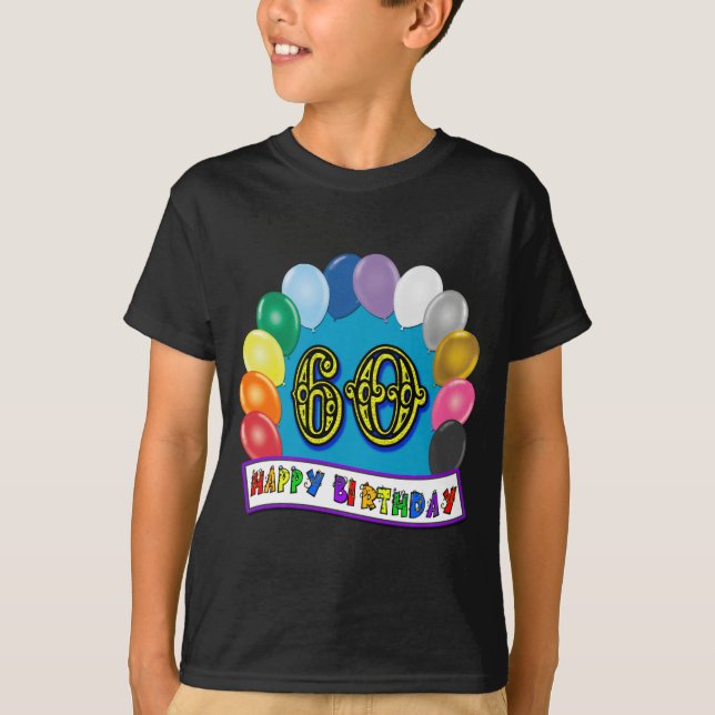 60.o Camiseta del arco del globo del feliz (Anverso)