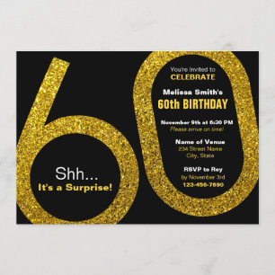 60.o Invitación del cumpleaños del purpurina del