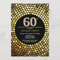 60.o Negro de la invitación del cumpleaños y