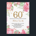 60.o purpurina floral del oro de la invitación del<br><div class="desc">60.a invitación floral del cumpleaños para las mujeres. Flor floral botánica de la acuarela. Purpurina del oro. Flores florales de los Peonies rosados. Cumpleaños adulto. Para el arreglo para requisitos particulares adicional,  haga clic por favor el "personalizar él" botón y utilice nuestra herramienta de diseño para modificar esta plantilla.</div>