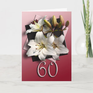 60.o Tarjeta del feliz cumpleaños - liles blancos