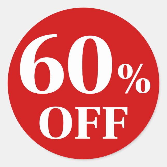 60% OFF Pegatina de redondeo clásico de fondo rojo (Anverso)