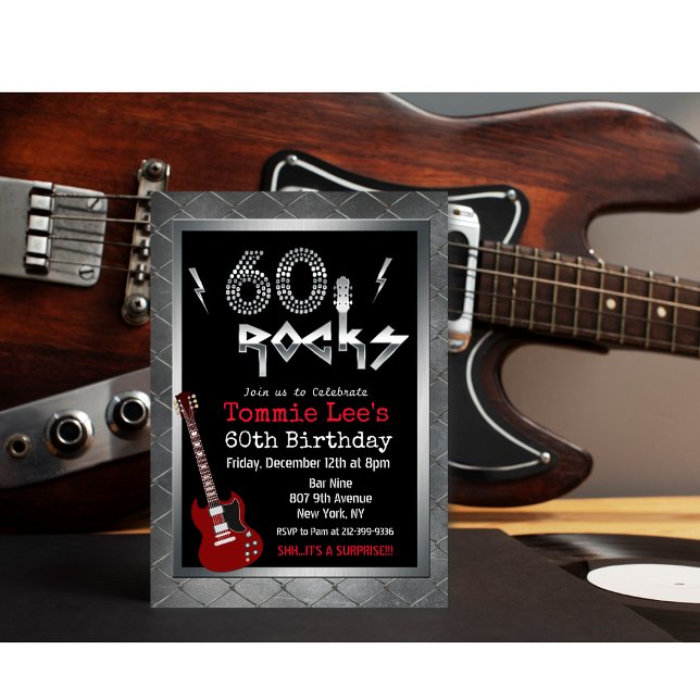 60 Rockstar Guitarra Invitación a los 60 años (Subido por el creador)