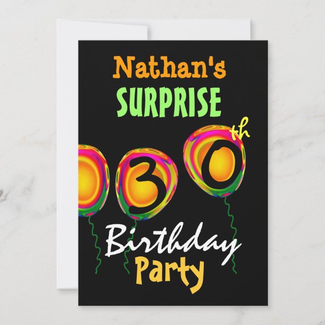 60° SORPRESA Fiesta de cumpleaños invitación a glo (Anverso)
